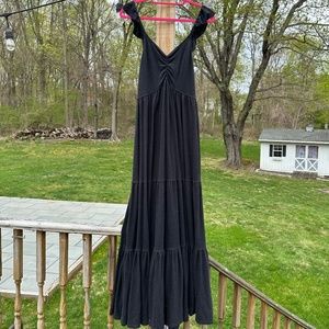 Free People Beach Open Tie Back Maxi Dress in Black in Size Small